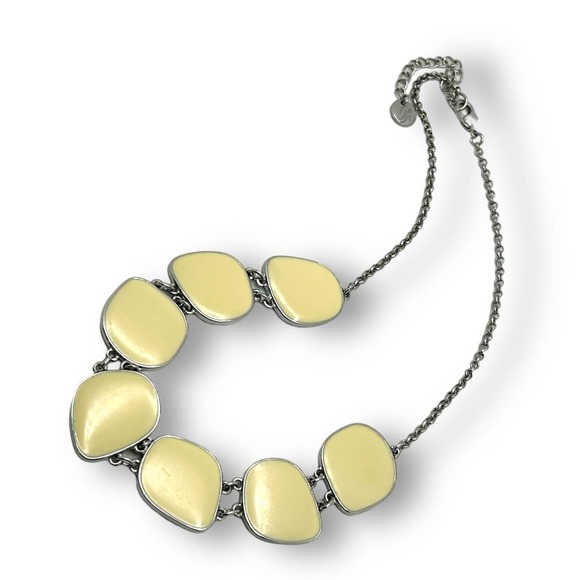 Signed Geometric REVERSIBLE Statement Necklace Blue Ombre and Creme GA - Picture 5 of 7